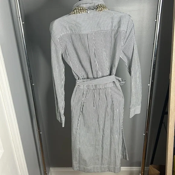 🆕 J. Crew Charcoal & White Button Down Long Sleeve Dress - Picture 6 of 7